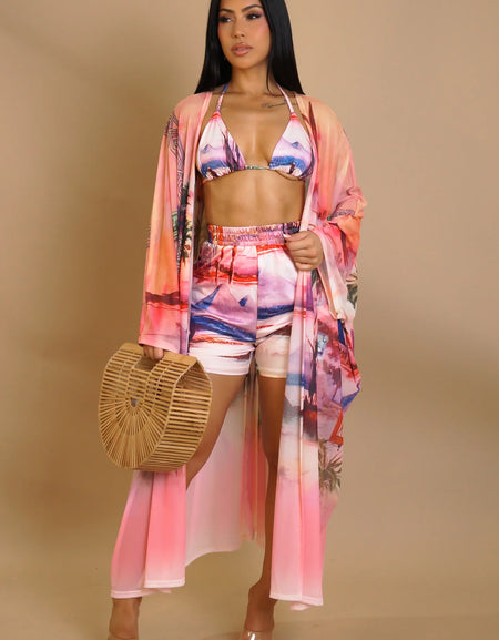 VACATION YACHT WEEKEND THREE PIECE
SHORT SET - PINK