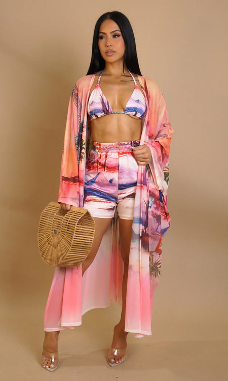VACATION YACHT WEEKEND THREE PIECE
SHORT SET - PINK