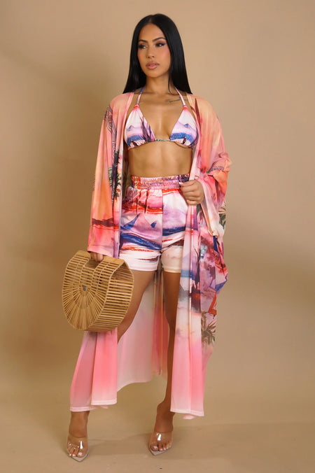 VACATION YACHT WEEKEND THREE PIECE
SHORT SET - PINK