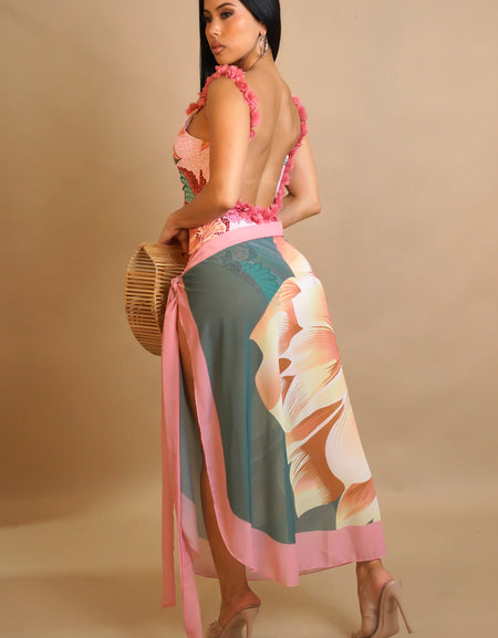 BY THE SHORE SWIM SET - BLUE PINK-ORANGE