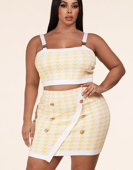 Yellow Chevron Skirt Set