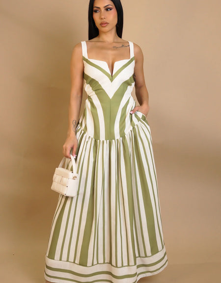 SEASONAL GROWTH MAXI DRESS-GREEN AND BLUE