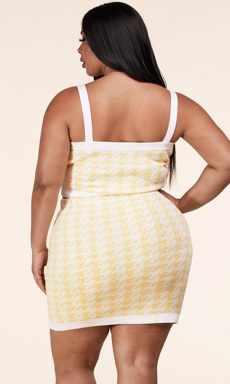 Yellow Chevron Skirt Set