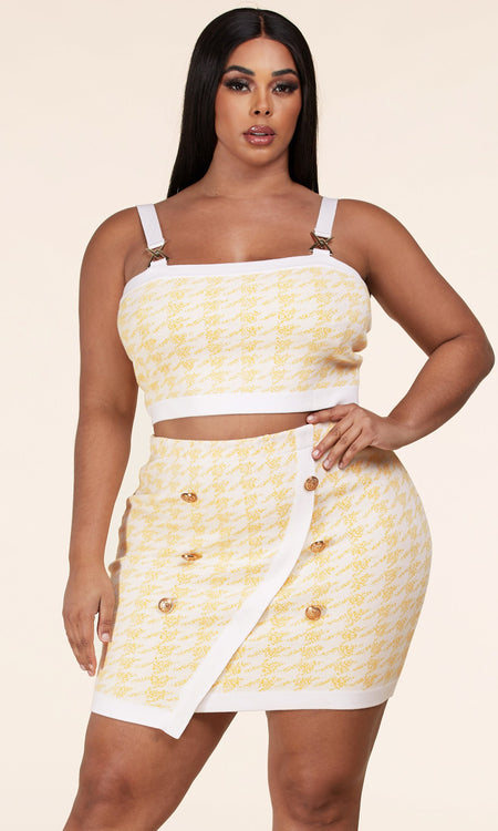Yellow Chevron Skirt Set